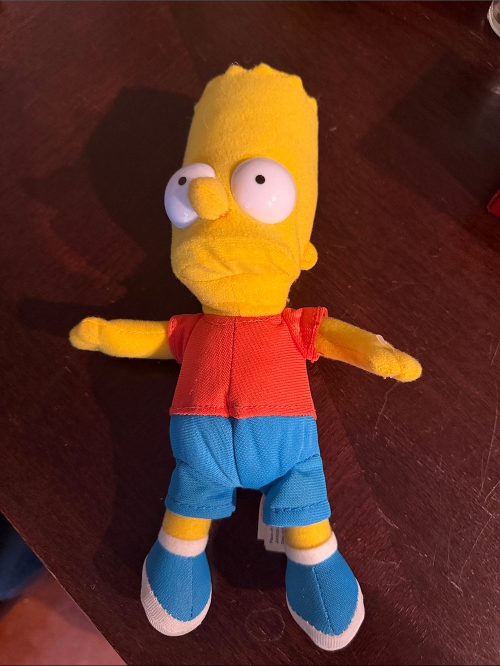 Bart Simpson Plush Toy with Red Shirt and Blue Shorts